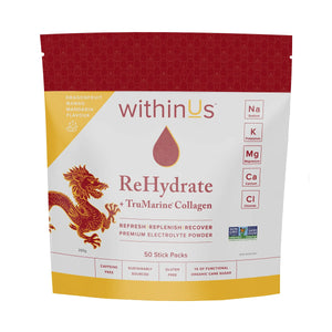 Packs de bâtonnets de collagène WithinUs ReHydrate + TruMarine® 